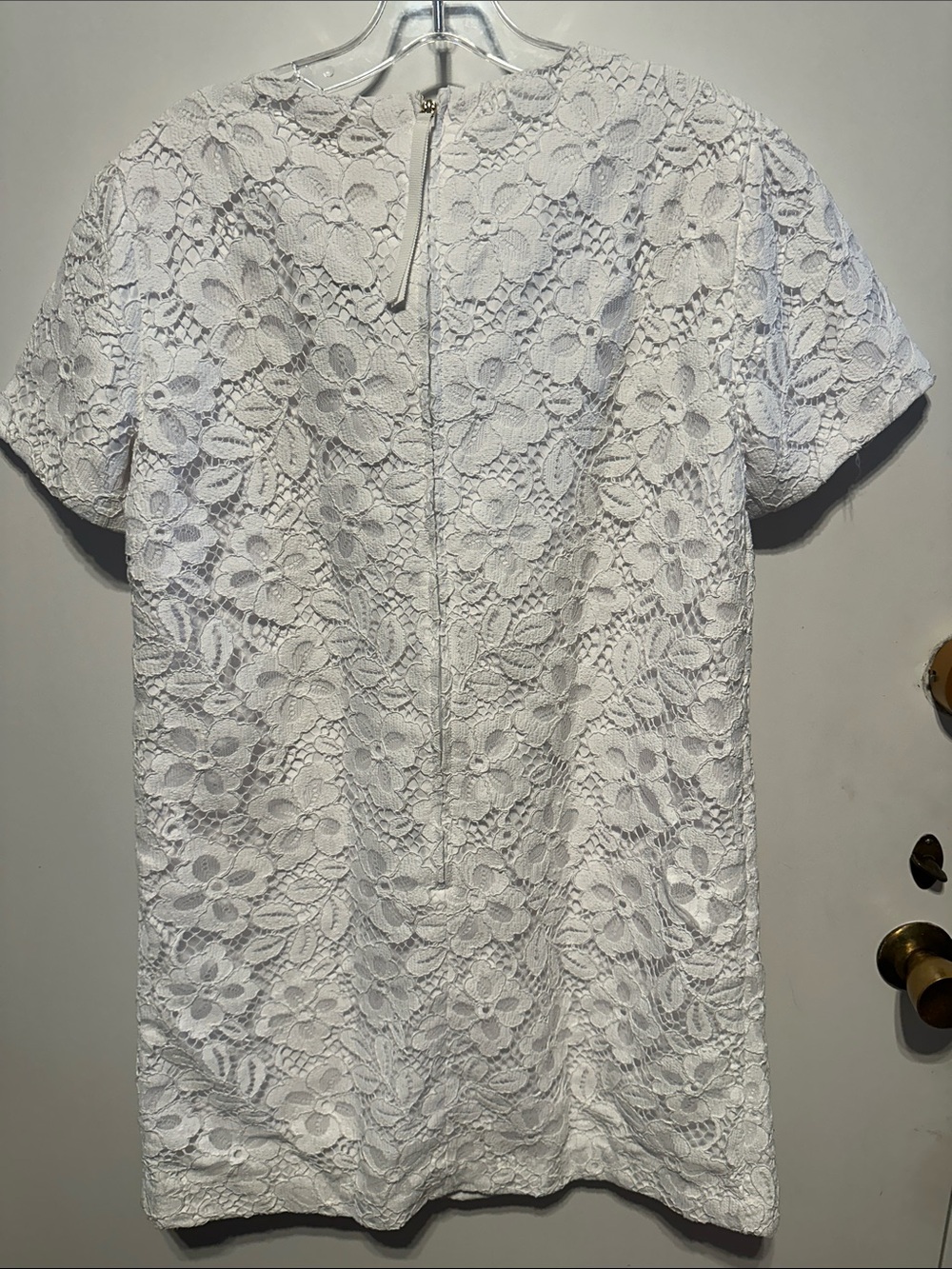 Lilly Pulitzer White Camalie Lace Shift Sz 8 Short Sleeve Dress Gold Buttons - Picture 6 of 9